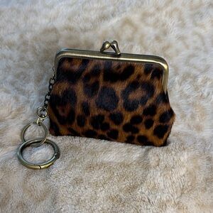 Patricia Nash Leather Leopard Print Faux Fur Kisslock Wallet NWOT